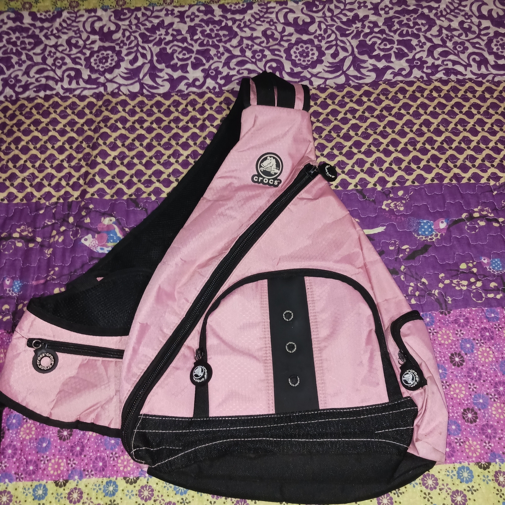 CROCS Pink and Black Sling Backpack 2010's.